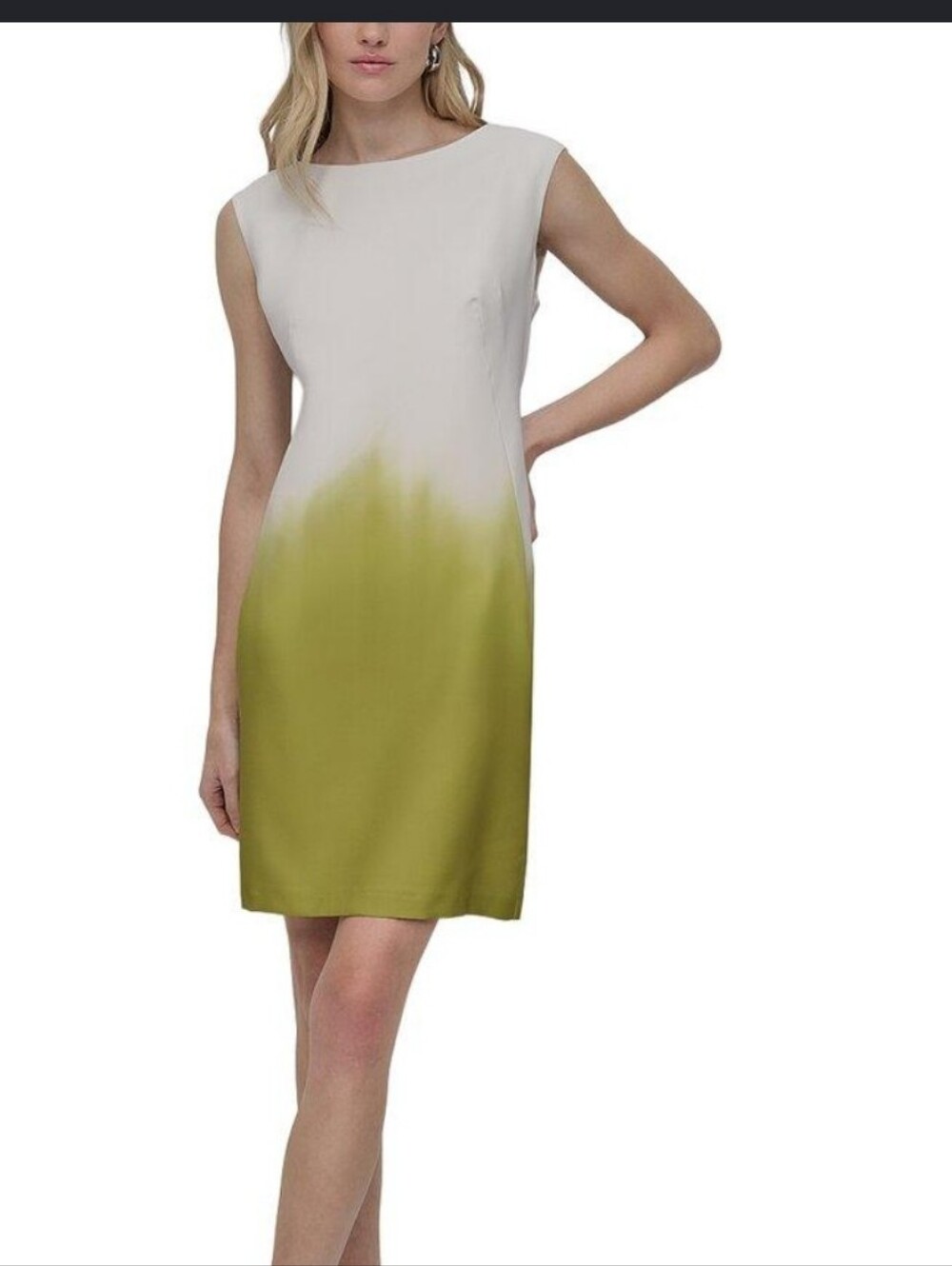 DKNY Size 2 White Lime Green Ombre Sheath Dress Sleeveless NWT $139
